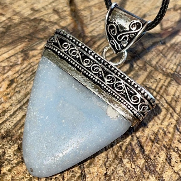 Blue Anhydrite Angelite Pendant 2” - Picture 11 of 15